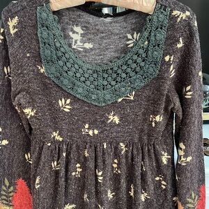 Anthropologie Cashmere like Autumn Scene Dress